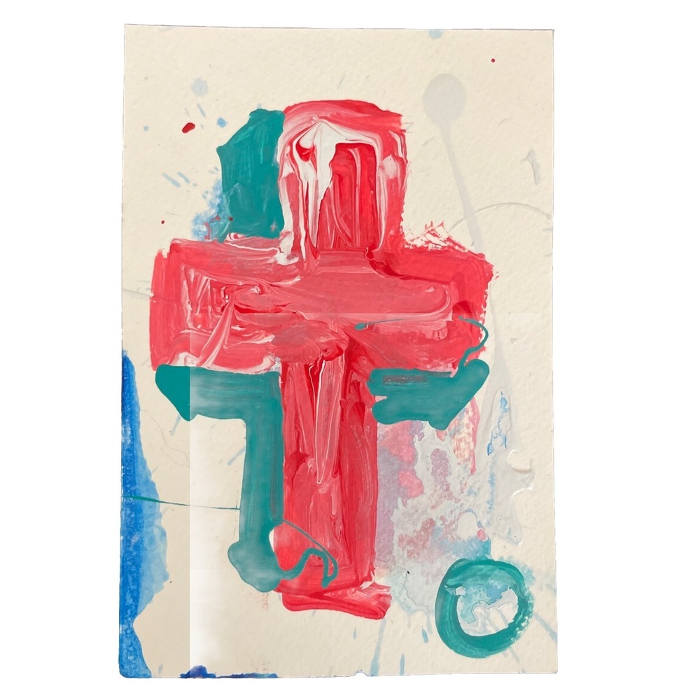 Abstract Cross of Christ ACEO 4x6 Contemporary Religious Expressionist Art